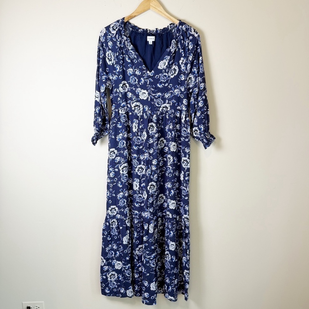Evereve Navy Floral Maxi Dress – Size XS